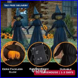 Evergreen Set of 3 LED Black Halloween Witches with Hats Stakes 4 Feet Tall