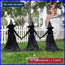 Evergreen Set of 3 LED Black Halloween Witches with Hats Stakes 4 Feet Tall