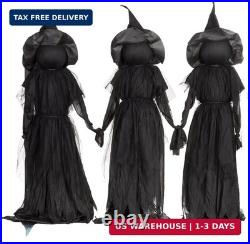 Evergreen Set of 3 LED Black Halloween Witches with Hats Stakes 4 Feet Tall