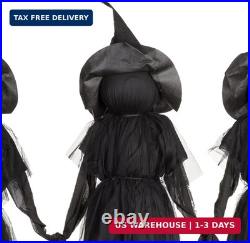 Evergreen Set of 3 LED Black Halloween Witches with Hats Stakes 4 Feet Tall