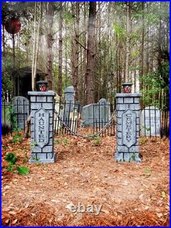 Evil Soul Studios Haunted Cemetery Lighted Column Set Halloween Graveyard Prop