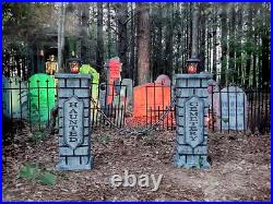 Evil Soul Studios Haunted Cemetery Lighted Column Set Halloween Graveyard Prop