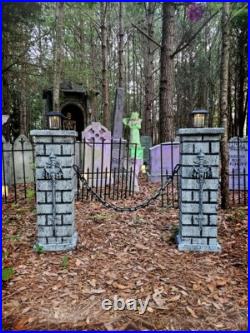 Evil Soul Studios Lighted Draculae Cemetery Entrance Columns Halloween Graveyard