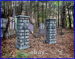 Evil Soul Studios Lighted Draculae Cemetery Entrance Columns Halloween Graveyard