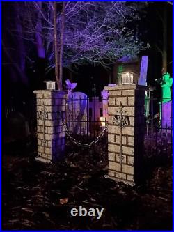 Evil Soul Studios Lighted Draculae Cemetery Entrance Columns Halloween Graveyard