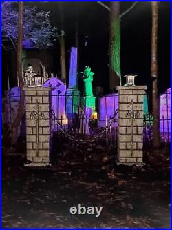 Evil Soul Studios Lighted Draculae Cemetery Entrance Columns Halloween Graveyard