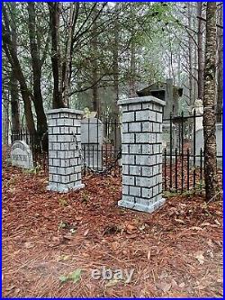 Evil Soul Studios Plain Brick Cemetery Entrance Columns Set Halloween Prop Grave