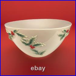 FRANZ collection FZ00584 Holly Berries Large Bowl Hand Painted Porcelain