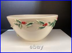 FRANZ collection FZ00584 Holly Berries Large Bowl Hand Painted Porcelain