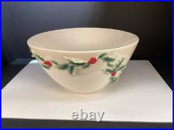 FRANZ collection FZ00584 Holly Berries Large Bowl Hand Painted Porcelain
