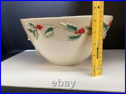 FRANZ collection FZ00584 Holly Berries Large Bowl Hand Painted Porcelain