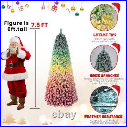 FREE SHIPPING? Rainbow Christmas Tree, 7.5 ft, 1207 Branches, Frosted Tips