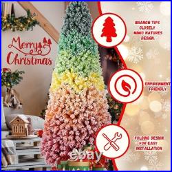FREE SHIPPING? Rainbow Christmas Tree, 7.5 ft, 1207 Branches, Frosted Tips