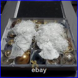 FRONTGATE 20-Piece Luxury Christmas Ornament Set Gold Silver Gray Glitter Beaded