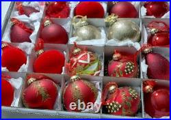 FRONTGATE 20-Piece Luxury Christmas Ornament Set Reds Silver Embellished Beaded