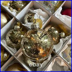 FRONTGATE Christmas Assorted Gold/Red Ornaments Holidays Set of 21 Storage Box