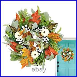Fall Wreath Maple Leaves Pumpkin Wreaths Fall Decor Thanksgiving Wreaths