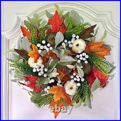 Fall Wreath Maple Leaves Pumpkin Wreaths Fall Decor Thanksgiving Wreaths