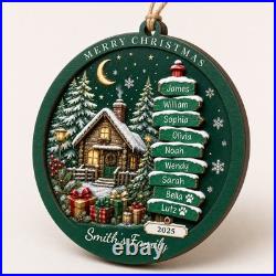 Family 2025 Wood Christmas Ornament Personalized Home Decor