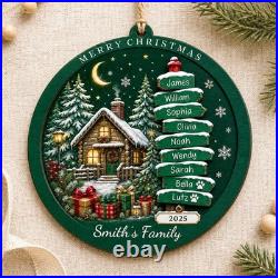 Family 2025 Wood Christmas Ornament Personalized Home Decor
