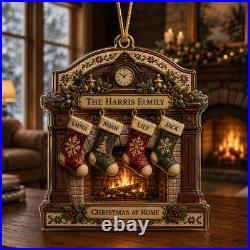 Family Fireplace Personalized Christmas Ornament 3.5 inch Christmas Decor