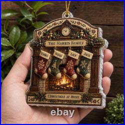 Family Fireplace Personalized Christmas Ornament 3.5 inch Christmas Decor
