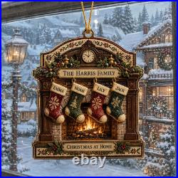 Family Fireplace Personalized Christmas Ornament 3.5 inch Christmas Decor