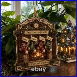 Family Fireplace Personalized Christmas Ornament 3.5 inch Christmas Decor