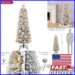 Family-Friendly 4.5ft Pre-Lit Christmas Tree with 195 Flocked Tips & Metal Stand