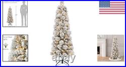 Family-Friendly 4.5ft Pre-Lit Christmas Tree with 195 Flocked Tips & Metal Stand