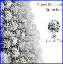 Family-Friendly 4.5ft Pre-Lit Christmas Tree with 195 Flocked Tips & Metal Stand