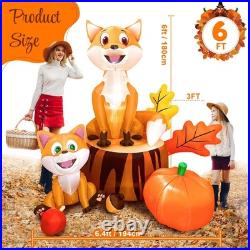 Fayavoo 6FT Thanksgiving Inflatables Fox Outdoor Decorations, Large Fall Blow