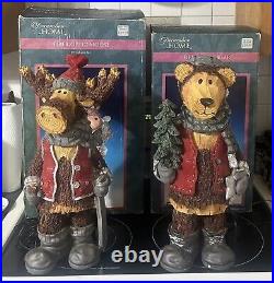 Fiber Optic Color Changing Bear & Moose Lot (2) Christmas Holiday Decor