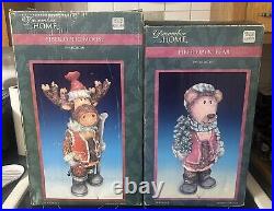 Fiber Optic Color Changing Bear & Moose Lot (2) Christmas Holiday Decor