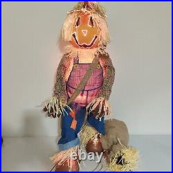 Fiber Optic Scarecrow Pumpkin Head Halloween 36 Tall Gemmy International 2005