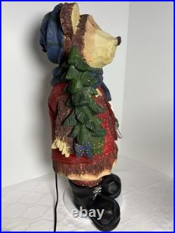 Fiber Optic Wood Look Christmas Bear Indoor use Light up Cabin Door Greeter 25