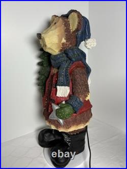 Fiber Optic Wood Look Christmas Bear Indoor use Light up Cabin Door Greeter 25