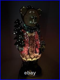 Fiber Optic Wood Look Christmas Bear Indoor use Light up Cabin Door Greeter 25
