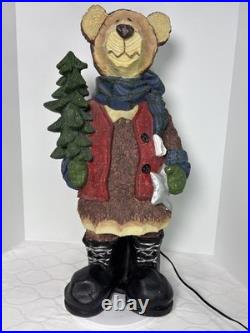 Fiber Optic Wood Look Christmas Bear Indoor use Light up Cabin Door Greeter 25