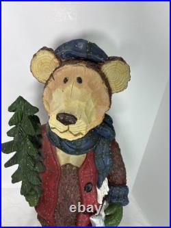 Fiber Optic Wood Look Christmas Bear Indoor use Light up Cabin Door Greeter 25