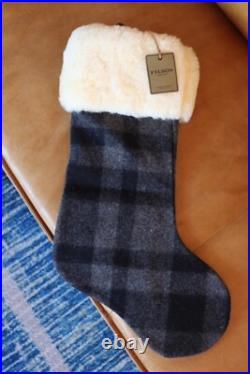 Filson Mackinaw Wool Christmas Stocking Shearling Gray/Black Plaid LAST ONE