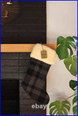 Filson Mackinaw Wool Christmas Stocking Shearling Gray/Black Plaid LAST ONE