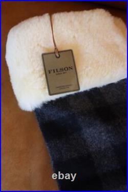 Filson Mackinaw Wool Christmas Stocking Shearling Gray/Black Plaid LAST ONE