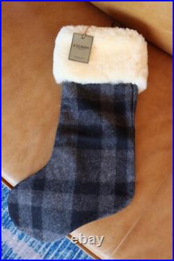 Filson Mackinaw Wool Christmas Stocking Shearling Gray/Black Plaid LAST ONE