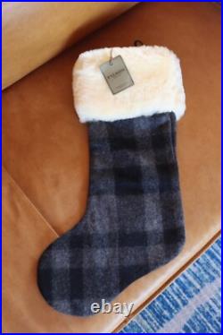 Filson Mackinaw Wool Christmas Stocking Shearling Gray/Black Plaid LAST ONE