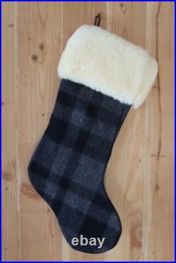 Filson Mackinaw Wool Christmas Stocking Shearling Gray/Black Plaid LAST ONE