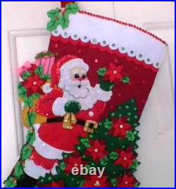 Finished Bucilla Stocking Santa Poinsettia Tree 18 Lined WONDERFUL Handmade Finished Bucilla Stocking Santa Poinsettia Tree 18 Lined WONDERFUL Handmade