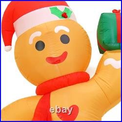 First Traditions Inflatable Festive Gingerbread Man with Hat, Candy Cane, Gifts