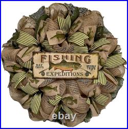 Fishing Expeditions Handmade Deco Mesh Wreath Fishing Expeditions Handmade Deco Mesh Wreath