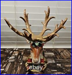 Fitz & Floyd Christmas Deer with Glass Bowl Centerpiece